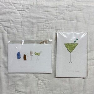Handmade Sea Glass Cocktail Art Martini & Mixed Drink Bar Decor Set NWT Gift